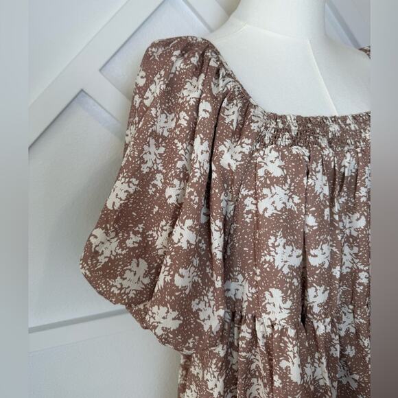 By Together Morning Dew Square Neck Floral Babydoll Puff Sleeve Dress Size S - Picture 4 of 11